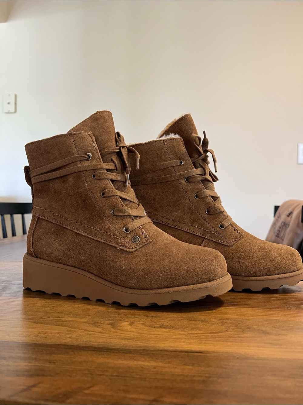 BearPaw Women's Chestnut Suede Lace-Up Ankle Boots